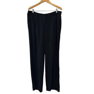 Eileen Fisher Black Crepe Tencel Viscose Dress Pants NWT Size 14 Office Workwear